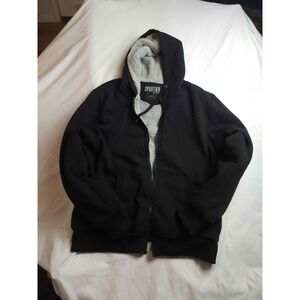 Sportier Hoodie Sweatshirt Mens Medium Black Sherpa Lined Full Zip Athleisure